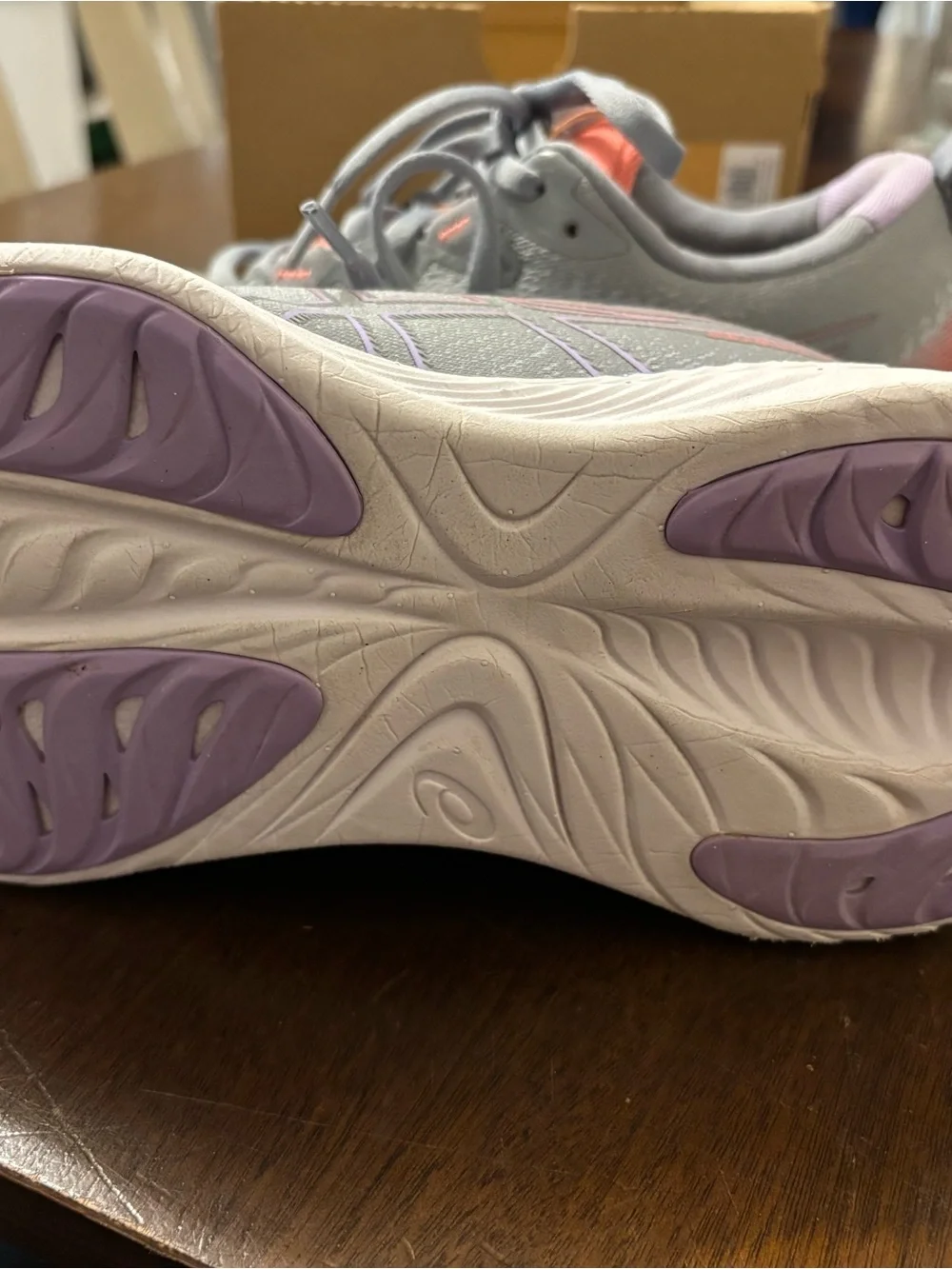Asics Women's Gel Cumulus 25 Gray Running Shoes with Pink and Purple Accents - Picture 5 of 5